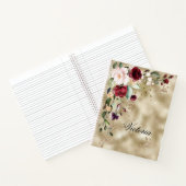 エレガントブルゴーニュ金ゴールドフローラパーソナライズされたスクリプト ノートブック (内部)