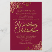 エレガントブルゴーニュ金ゴールド予算の結婚式の大規模な招待 (正面)