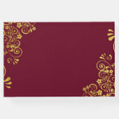 エレガントブルゴーニュ金ゴールド旋回スクリプ結婚ト ゲストブック (裏面)