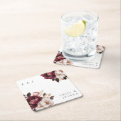 エレガントブルゴーニュ金ゴールド結婚ズ スクエアペーパーコースター (インサイチュ)