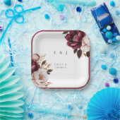 エレガントブルゴーニュ金ゴールド結婚ズ ペーパープレート (パーティー)