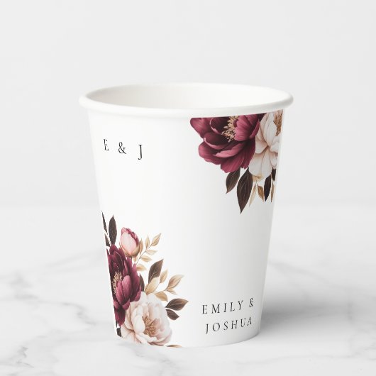 エレガントブルゴーニュ金ゴールド結婚ズ 紙コップ (正面)