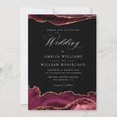 エレガントブルゴーニュ金ゴールド酸結婚式招待状 招待状 (正面)