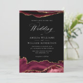 エレガントブルゴーニュ金ゴールド酸結婚式招待状 招待状 (スタンド正面)