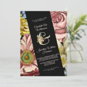 エレガントブルゴーニュ黒金ゴールドフローラ結婚ズ 招待状 (スタンド正面)