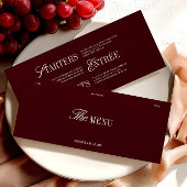 エレガントブルゴーニュ&アイボリーのディナ結婚ーメニューカード メニュー