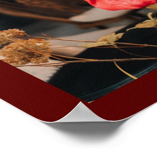 エレガントブルゴーニュ・カップル写真夕べ結婚ズ ポスター (角)