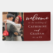 エレガントブルゴーニュ・カップル写真夕べ結婚ズ 横断幕 (横)