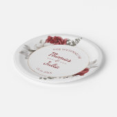 エレガントブルゴーニュ&シルバーウォーター結婚カラー ペーパープレート (アングル)