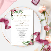 エレガントブルゴーニュ・ピンクと赤面フローラ結婚ズ