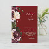 エレガントブルゴーニュ&ホワイトフローラウォーター結婚カラー 招待状 (スタンド正面)