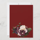 エレガントブルゴーニュ&ホワイトフローラウォーター結婚カラー 招待状 (裏面)