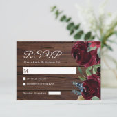 エレガントブルゴーニュ&マルサラ花ウッドズ結婚ーズ 出欠カード (スタンド正面)