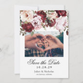 エレガントブルゴーニュ&赤面ウォーター色フローラ結婚ズ セーブザデート (正面)