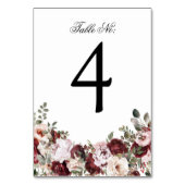 エレガントブルゴーニュ&赤面ウォーター色フローラ結婚ズ テーブルナンバー (裏面)