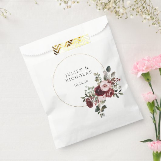 エレガントブルゴーニュ&赤面ウォーター色フローラ結婚ズ フェイバーバッグ (封をした状態)