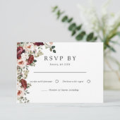 エレガントブルゴーニュ&赤面ウォーター色フローラ結婚ズ 出欠カード (スタンド正面)