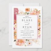 エレガントブルゴーニュ、赤面、桃結婚植物学 招待状 (正面)