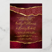 エレガントブルゴーニュ&金ゴールドア結婚ガテ実在ス 箔招待状 (正面)