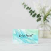 エレガントブルーとターコイズウォーターカラーアートデザイン 名刺 (スタンド正面)