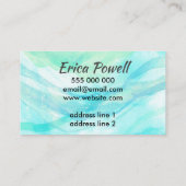 エレガントブルーとターコイズウォーターカラーアートデザイン 名刺 (裏面)