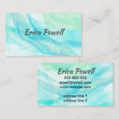 エレガントブルーとターコイズウォーターカラーアートデザイン 名刺 (正面/裏面)