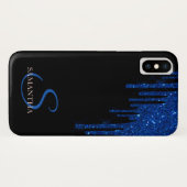 エレガントブルーのラメ垂らしデザイン Case-Mate iPhoneケース (裏面(横))