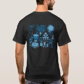 エレガントブルーの結婚式アイコン コラージュ Tシャツ (裏面)