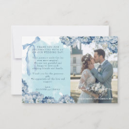 エレガントブルーアジサイの結婚式のお礼カード 出欠カード
