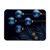 エレガントブルークリスマスオーナメント マグネット (横)