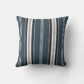 エレガントブルーグレイフランスのチキングストライプ クッション (裏面)