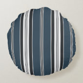 エレガントブルーグレイフランスのチキングストライプ ラウンドクッション (裏面)