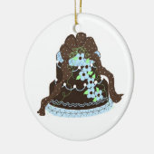 エレガントブルーチョコレートケーキ セラミックオーナメント (左)