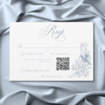 エレガントブルーチinoiserie自然と鳥の結婚式QR