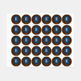 エレガントブルーパーソナライズモノグラムスクエアステッカー ラベル