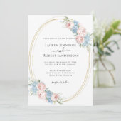 エレガントブルーピンクフローラ結婚ズ 招待状 (スタンド正面)