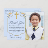 エレガントブルーピーチフローラ第1聖餐式感謝してい ポストカード (正面/裏面)