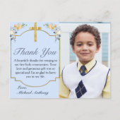 エレガントブルーピーチフローラ第1聖餐式感謝してい ポストカード (正面)