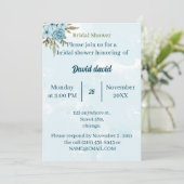 エレガントブルーフラワーパーソナライズされたブライダルシャワー 招待状 (スタンド正面)