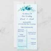 エレガントブルーフラワーパーソナライズされた結婚式 プログラム (正面)