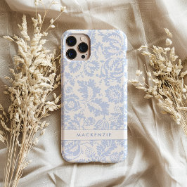 エレガントブルーフローラルボタニカル iPhone 15 PRO MAXケース