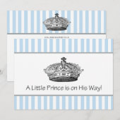 エレガントブループリンスベイビーボーイシャワー 招待状 (正面/裏面)