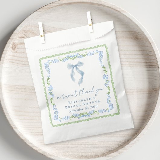 エレガントブルーボウ ブライダルシャワー スイート サンクス フェイバーバッグ