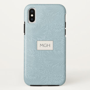 エレガントブルーボホボタニカルパターンモノグラム iPhone XSケース