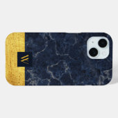 エレガントブルーマーブルゴールドモノグラム Case-Mate iPhoneケース (裏面 (横))