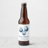 エレガントブルーメリークリスマスパーティカスタム ビールラベル (正面)