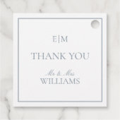 エレガントブルーモノグラムありがとうスクリプ結婚ト フェイバータグ (裏面)