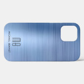 エレガントブルーモノグラム Case-Mate iPhoneケース (裏面 (横))