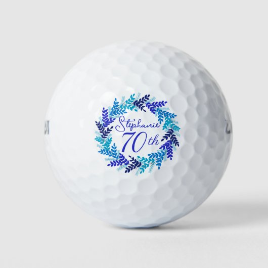 エレガントブルーリース 70歳の誕生日 ゴルフボール (正面)