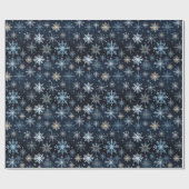 エレガントブルーヴィンテージスノーフレーク ラッピングペーパー (フラット)